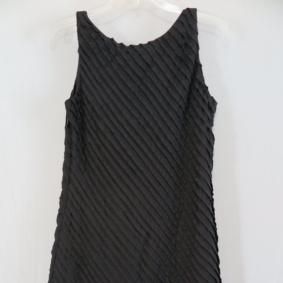 NWT Eileen Fisher Black Ruffled Silk Scoopneck Tank Dress Size 2 MSRP $238 - Picture 7 of 8